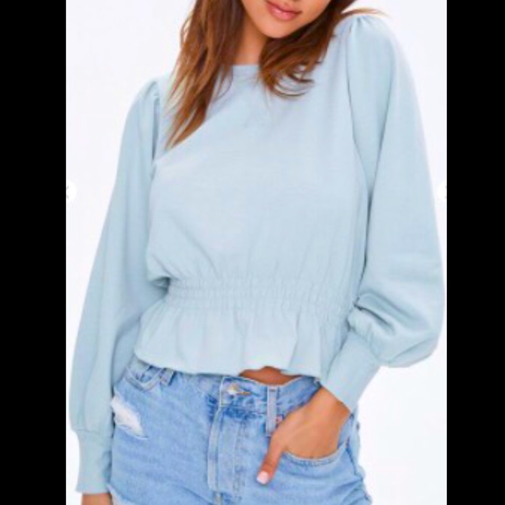 NWT Forever 21 Heathered Fleece Top in Mint Size L